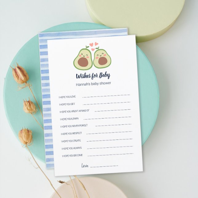 Avocado Gender Neutraal Baby shower Wensen Spel (Avocado Gender Neutral Baby Shower Wishes Game)