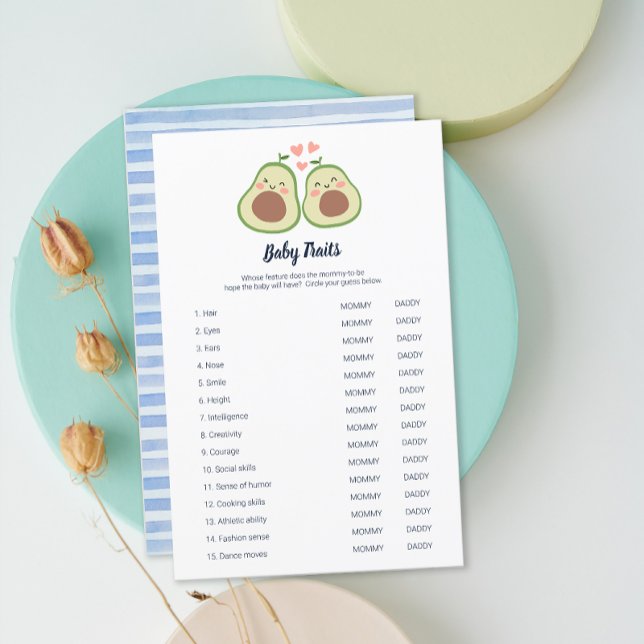 Avocado Genderneutraal Baby shower Baby kenmerken (Avocado Gender Neutral Baby Shower Baby Traits)