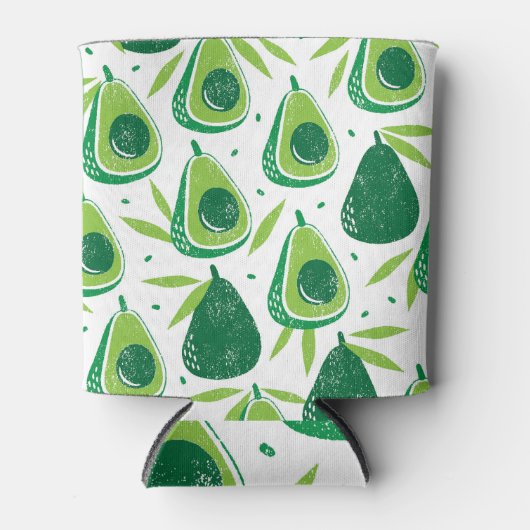Avocado, getextureerde stempel, naadloos patroon. blikjeskoeler (Voorkant)