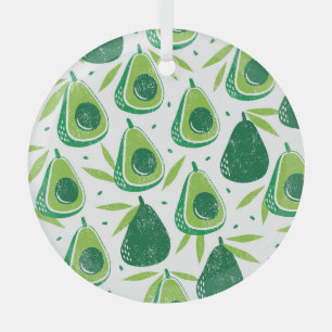 Avocado, getextureerde stempel, naadloos patroon. glas ornament