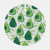 Avocado, getextureerde stempel, naadloos patroon. glas ornament (Achterkant)