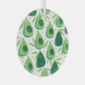 Avocado, getextureerde stempel, naadloos patroon. glas ornament (Voorkant Rechts)