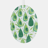 Avocado, getextureerde stempel, naadloos patroon. glas ornament (Voorkant links)