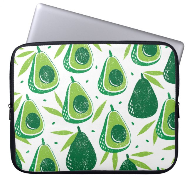 Avocado, getextureerde stempel, naadloos patroon. laptop sleeve (Voorkant)