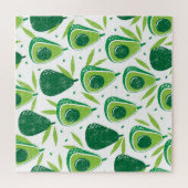 Avocado, getextureerde stempel, naadloos patroon. legpuzzel (Horizontaal)