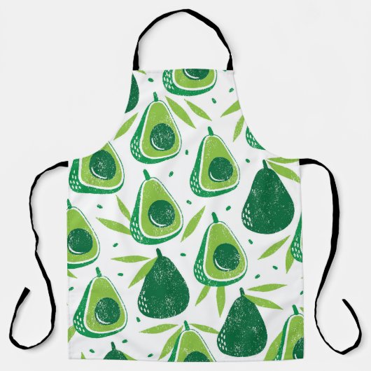 Avocado, getextureerde stempel, naadloos patroon. schort (Voorkant)