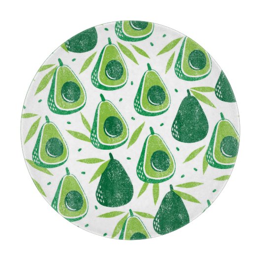 Avocado, getextureerde stempel, naadloos patroon. snijplank (Voorkant)
