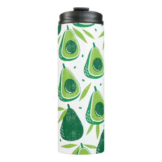 Avocado, getextureerde stempel, naadloos patroon. thermosbeker (Voorkant)
