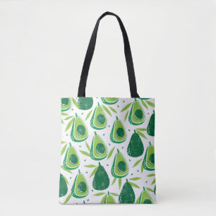 Avocado, getextureerde stempel, naadloos patroon. tote bag