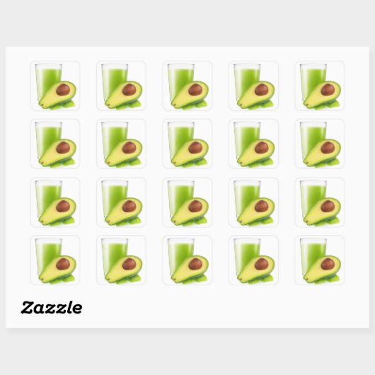 Avocado gladthie vierkante sticker (Vel)