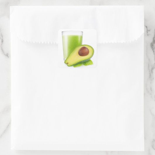 Avocado gladthie vierkante sticker (Tas)