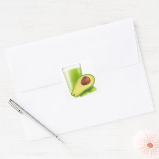 Avocado gladthie vierkante sticker (Envelop)