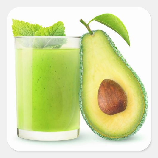 Avocado gladthie vierkante sticker (Voorkant)