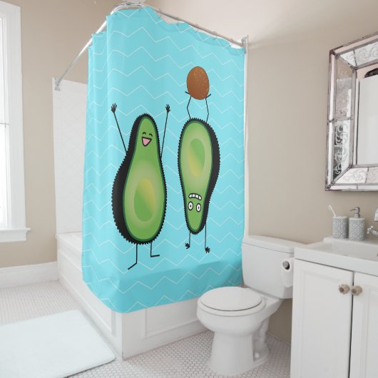 Avocado grappig gekerende handlanger douchegordijn (In situ)