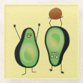 Avocado grappig gekerende handlanger glazen onderzetter (Voorkant)