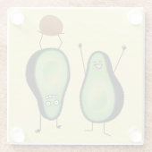 Avocado grappig gekerende handlanger glazen onderzetter (Achterkant)