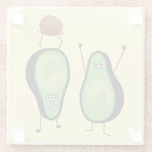 Avocado grappig gekerende handlanger glazen onderzetter (Achterkant)