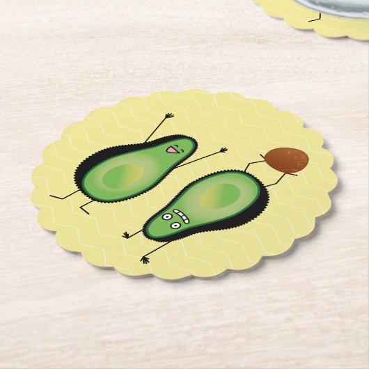 Avocado grappig gekerende handlanger kartonnen onderzetters (Gekanteld)