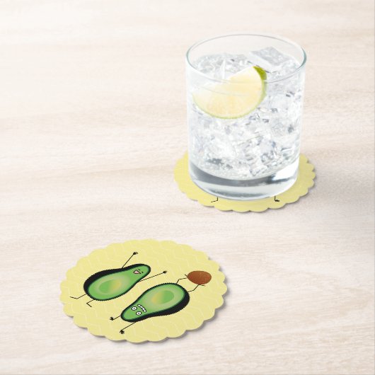 Avocado grappig gekerende handlanger kartonnen onderzetters (Insitu)