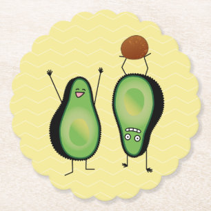 Avocado grappig gekerende handlanger kartonnen onderzetters