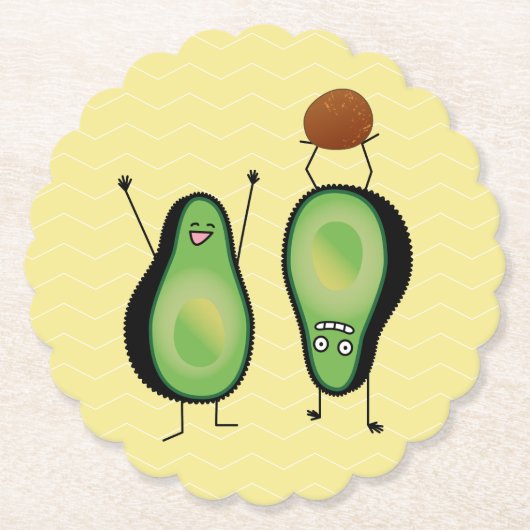 Avocado grappig gekerende handlanger kartonnen onderzetters (Voorkant)