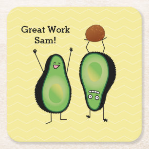 Avocado grappig gekerende handlanger kartonnen onderzetters