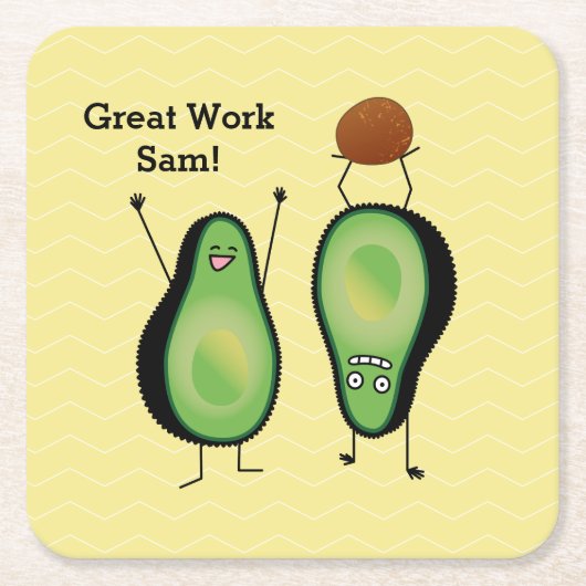 Avocado grappig gekerende handlanger kartonnen onderzetters (Voorkant)