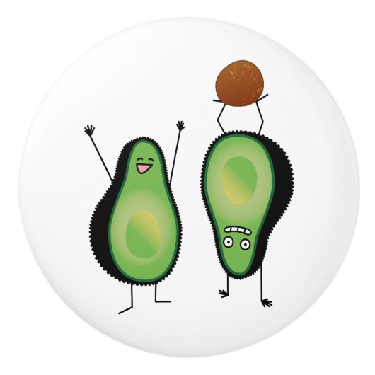 Avocado grappig gekerende handlanger keramische knop (Voorkant)