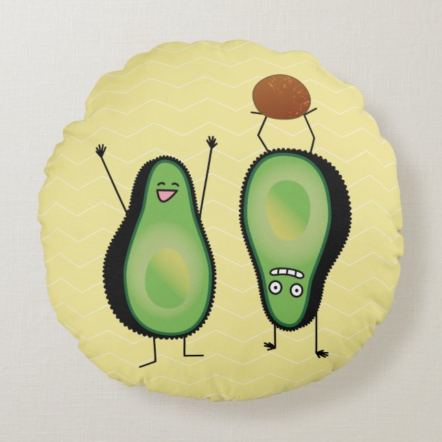 Avocado grappig gekerende handlanger rond kussen (Voorkant)