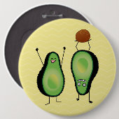 Avocado grappig gekerende handlanger ronde button 6,0 cm (Voorkant /achterkant)