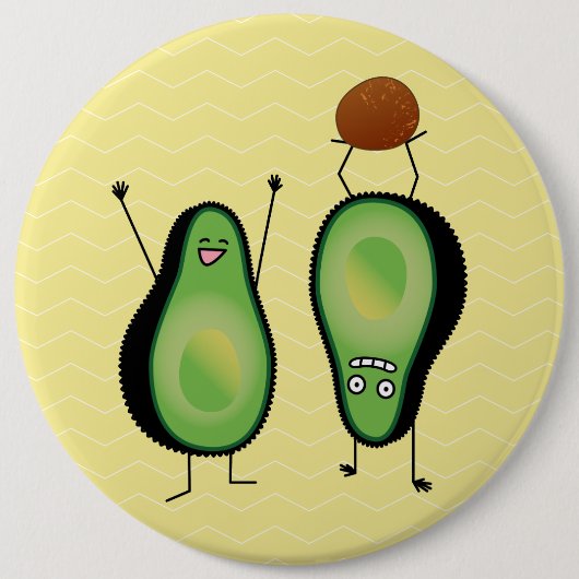 Avocado grappig gekerende handlanger ronde button 6,0 cm (Voorkant)