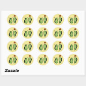 Avocado grappig gekerende handlanger ronde sticker (Vel)