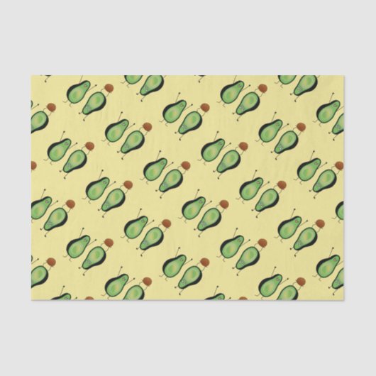 Avocado grappig gekerende handlanger tissuepapier (Voorkant)