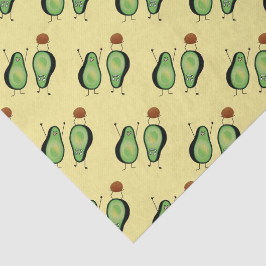 Avocado grappig gekerende handlanger tissuepapier (Detail)