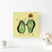 Avocado grappig gekerende handlanger vierkante klok (Huis)