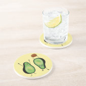 Avocado grappig gekerende handlanger zandsteen onderzetter (Zijkant)