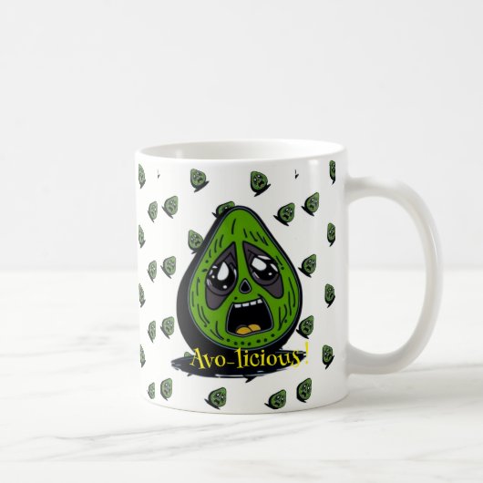 Avocado grappige gezicht uitnodiging koffiemok (Rechts)