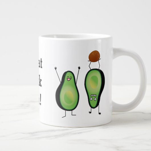 Avocado grappige handlangslang, groene put grote koffiekop (Rechts)