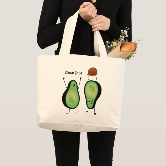 Avocado grappige handlangslang, groene put grote tote bag (Voorkant (product))