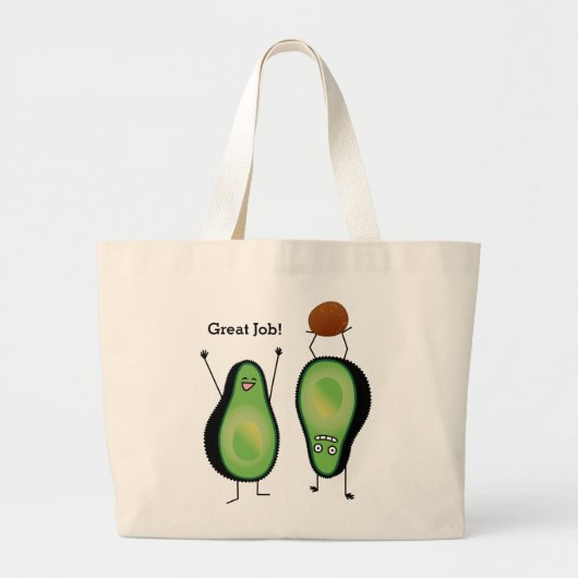 Avocado grappige handlangslang, groene put grote tote bag (Voorkant)