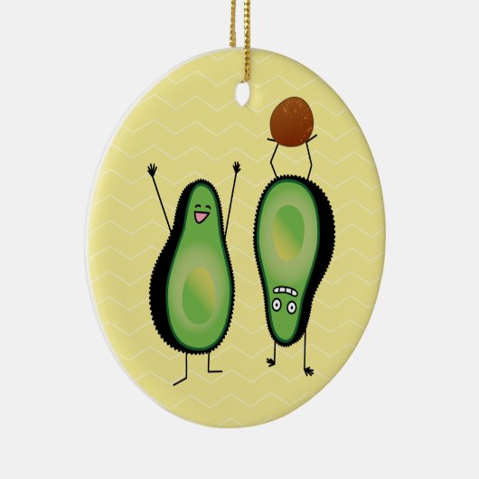 Avocado grappige handlangslang, groene put keramisch ornament (Rechts)