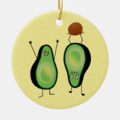 Avocado grappige handlangslang, groene put keramisch ornament (Voorkant)
