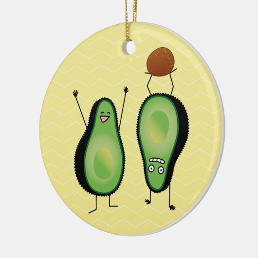 Avocado grappige handlangslang, groene put keramisch ornament (Links)