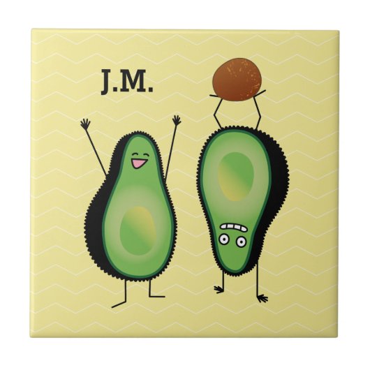 Avocado grappige handlangslang, groene put tegeltje (Voorkant)