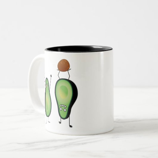 Avocado grappige handlangslang, groene put tweekleurige koffiemok (Voorkant links)