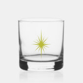 Avocado Green 1950s Atomic Starburst Mid Century Whisky Glas (Voorkant)