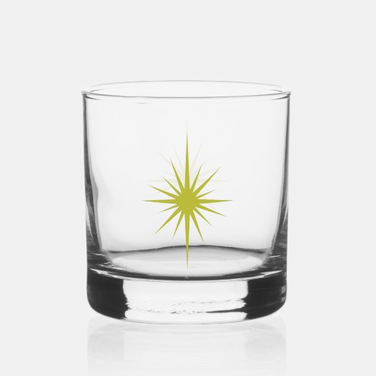 Avocado Green 1950s Atomic Starburst Mid Century Whisky Glas (Achterkant)