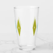 Avocado Green Aqua Stars & Diamonds Mid Century Glas (Links)