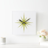 Avocado Green Atomic Starburst Mid Century Modern Vierkante Klok (Huis)