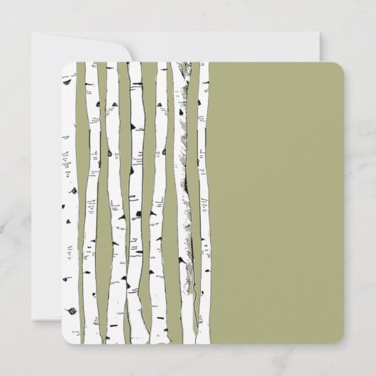 Avocado Green Birch Tree Wedding Invitations Kaart (Achterkant)